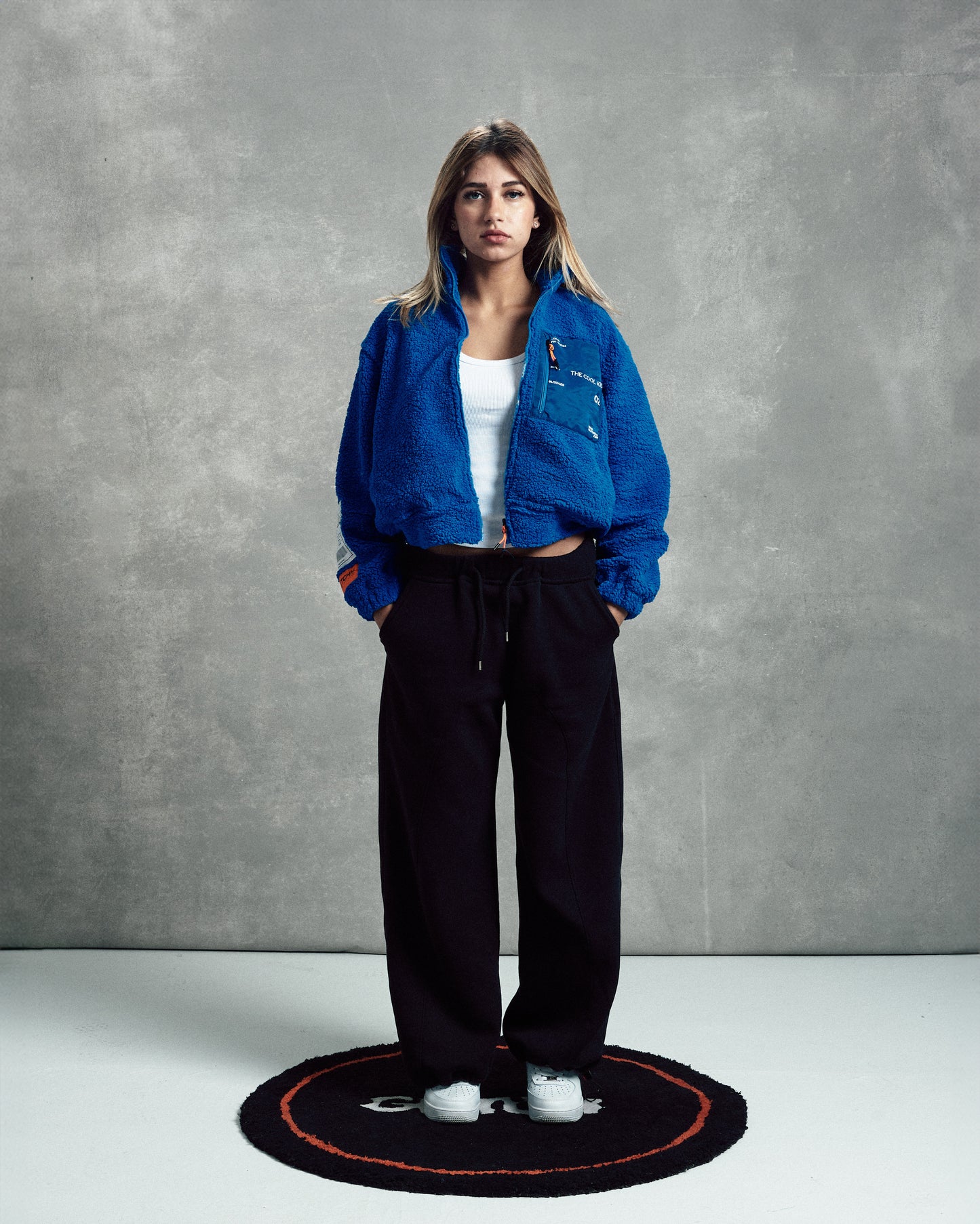 Blue Cropped Teddy Jacket