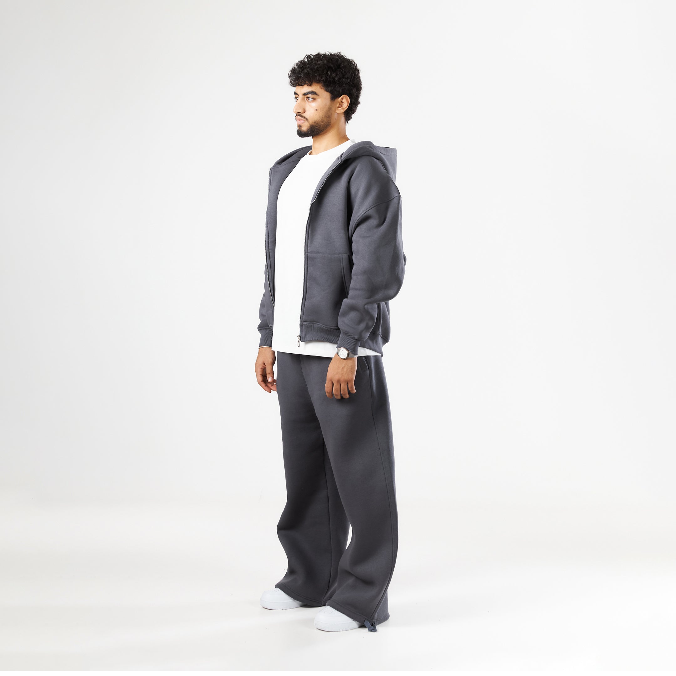 Premium Dark Grey Zip-Up Hoodie