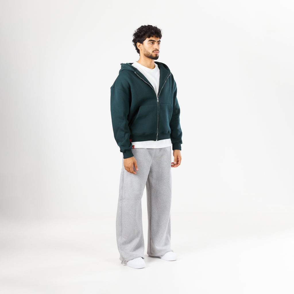 Premium Olive Green Zip-Up Hoodie