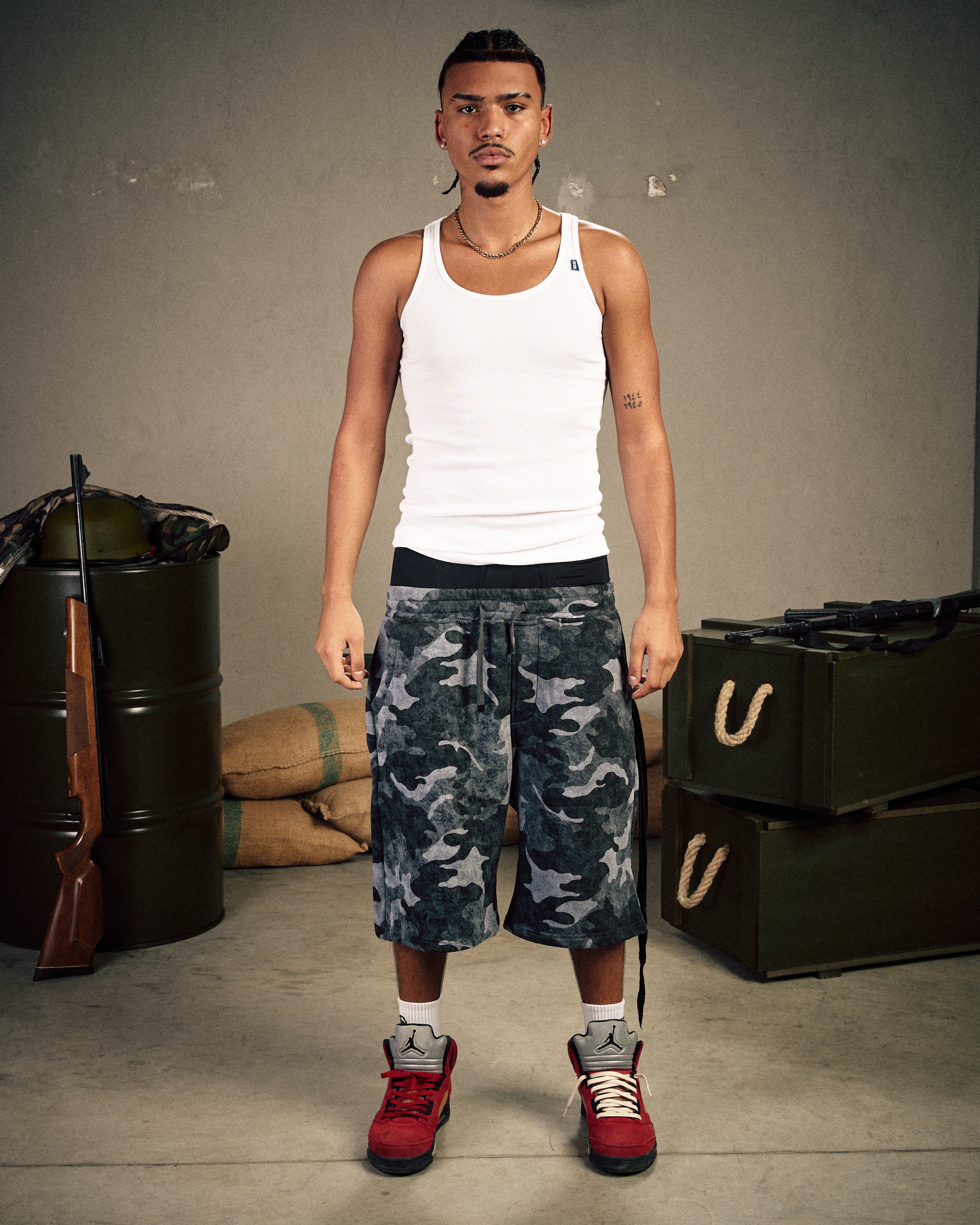 Black Camouflage skater jogger Bermuda shorts