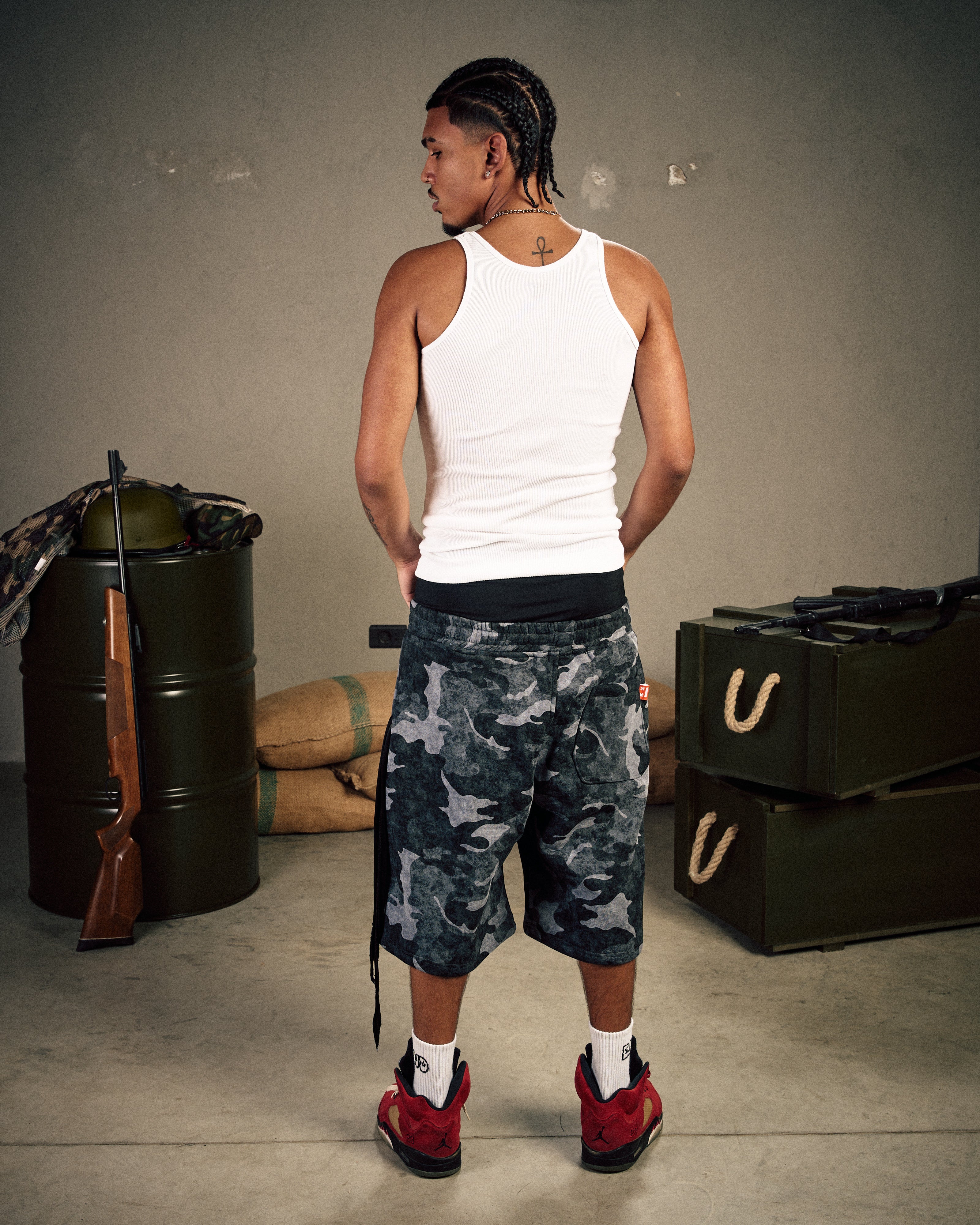 Black Camouflage skater jogger Bermuda shorts