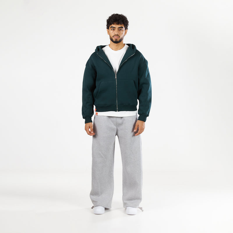 Premium Olive Green Zip-Up Hoodie