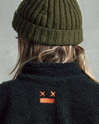 Olive Green Cropped Teddy Jacket