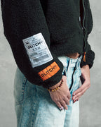 Olive Green Cropped Teddy Jacket