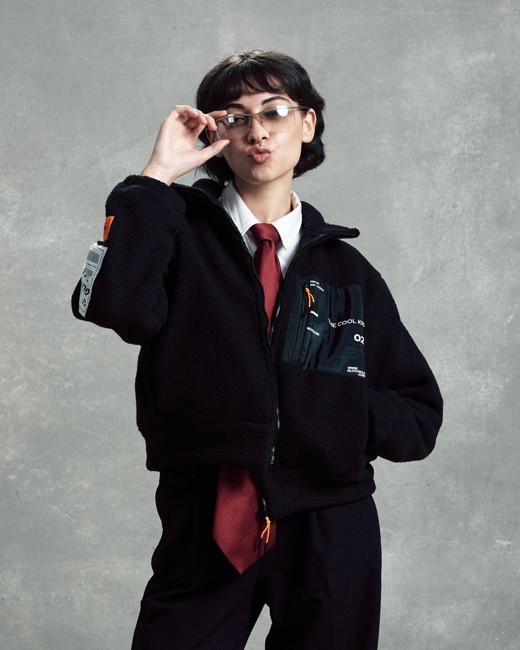 Black Cropped Teddy Jacket