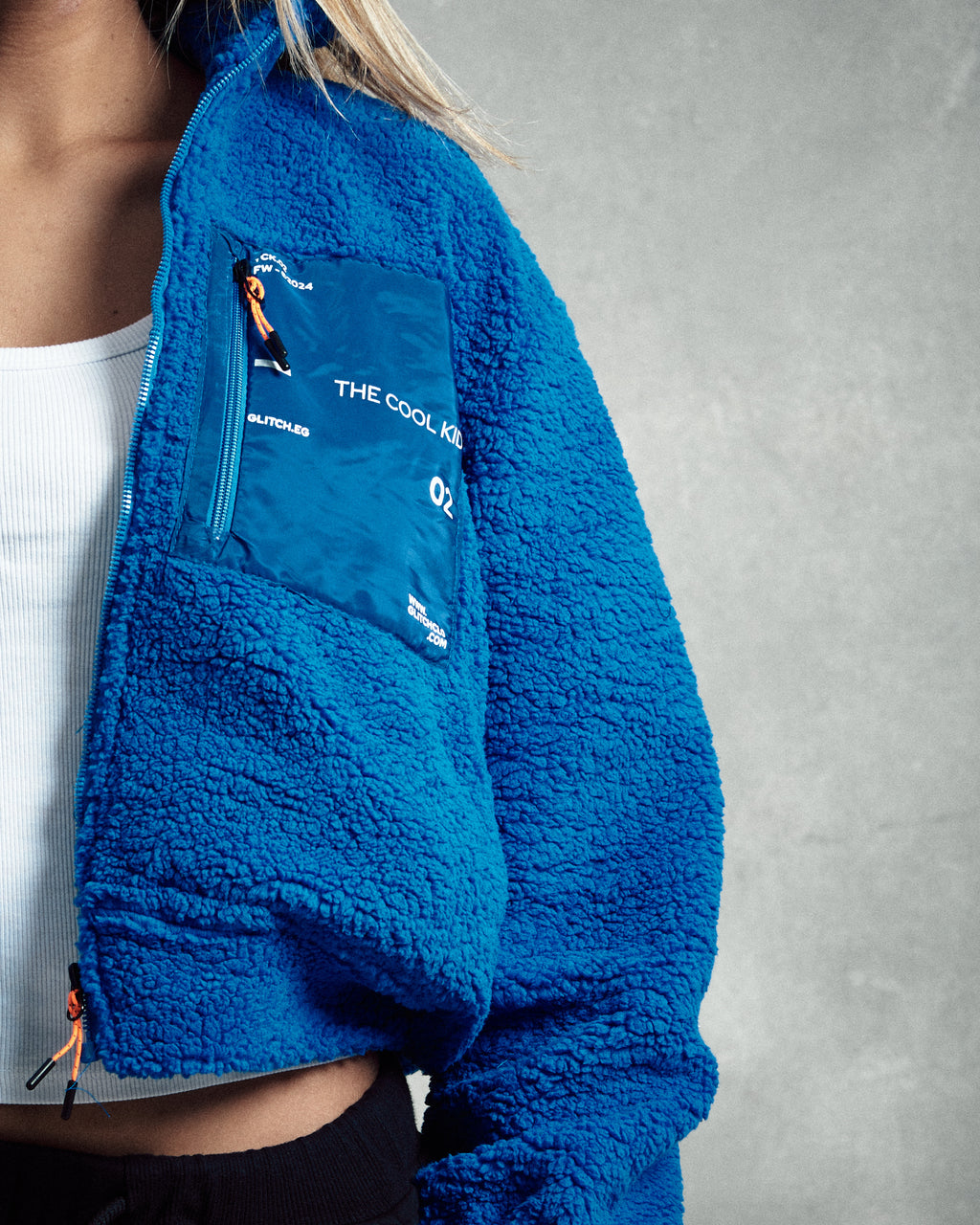 Blue Cropped Teddy Jacket