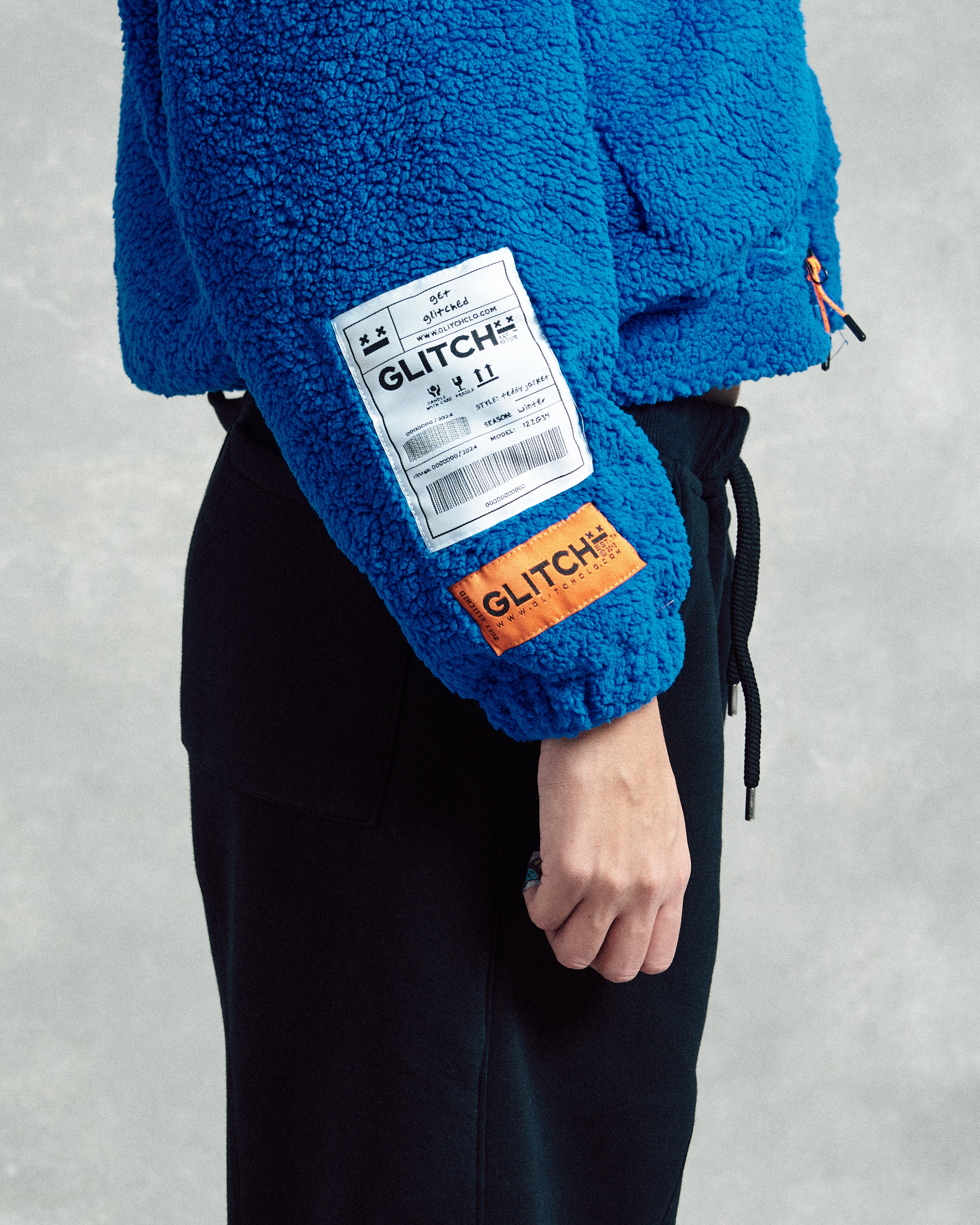 Blue Cropped Teddy Jacket