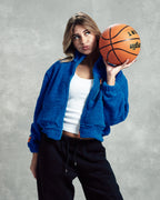 Blue Cropped Teddy Jacket