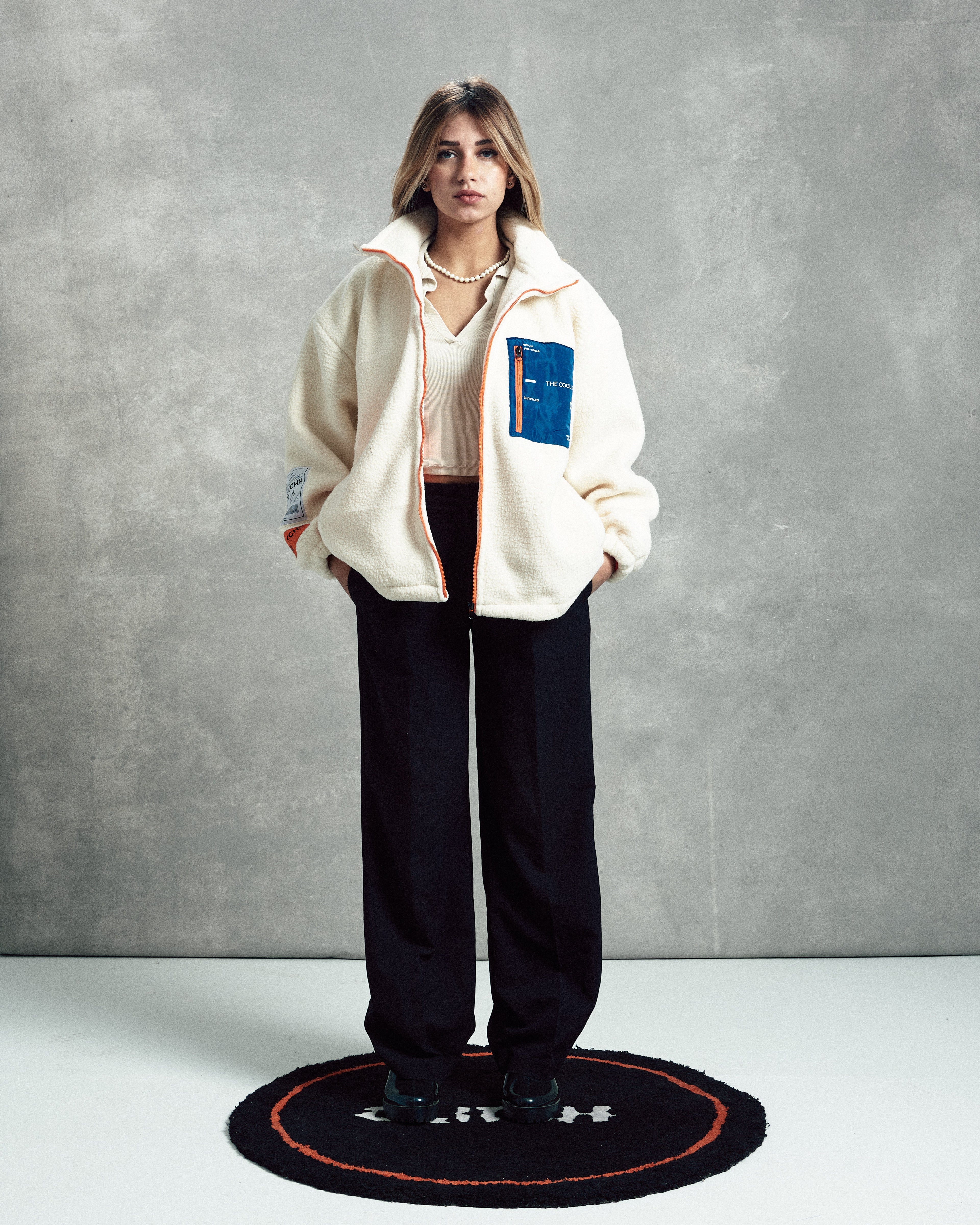 Regular Fit Off-White Teddy Jacket