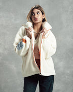 Regular Fit Off-White Teddy Jacket