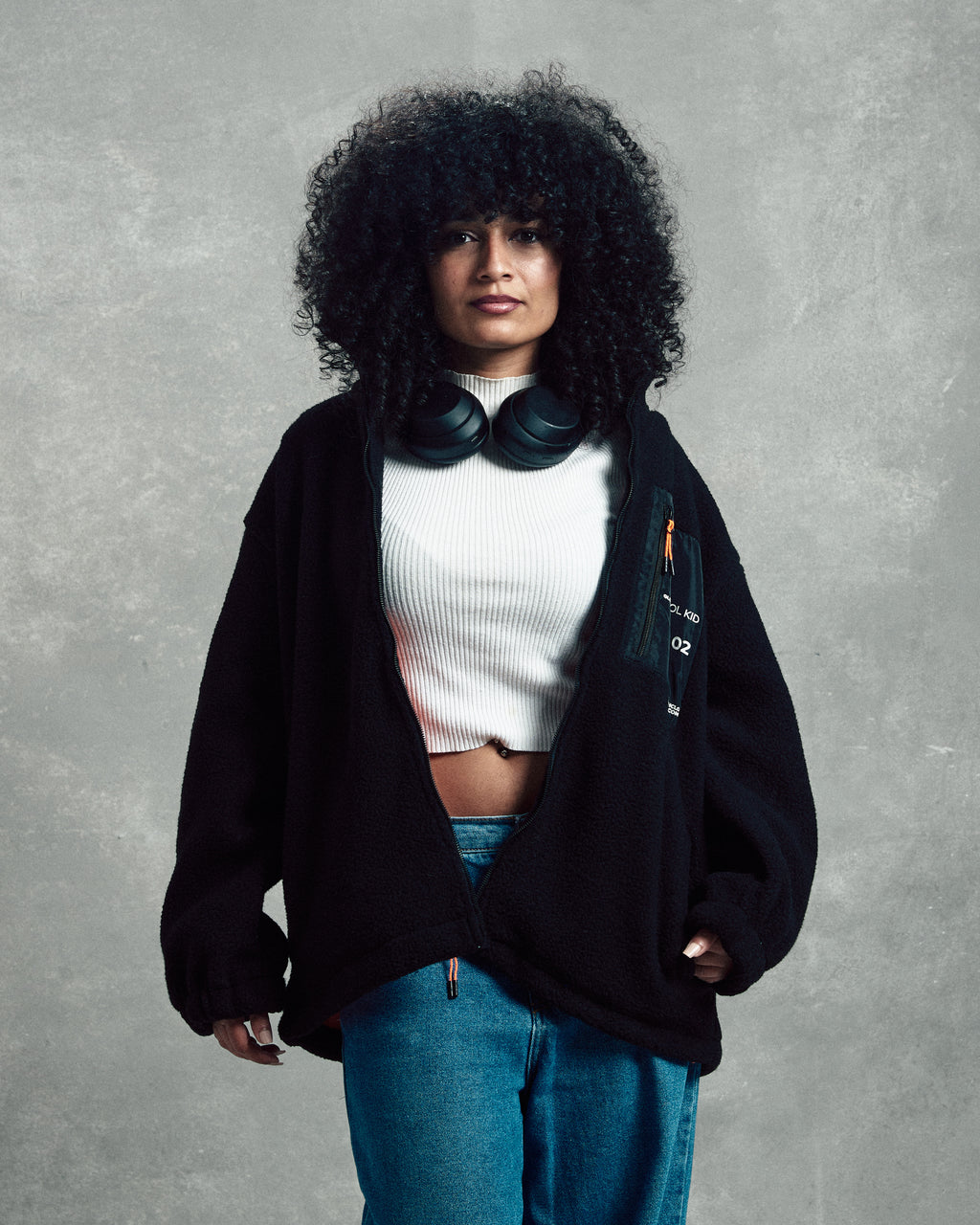 Regular Fit Black Teddy Jacket